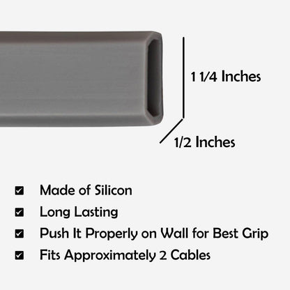 Rubber Bond TV Cord Hider Cable Protector - Strong Self Adhesive Wall Cord Cover Cable Hider - Low Profile Cable Management Wall Cord Concealer Cable Raceway (Grey, 6 Feet)