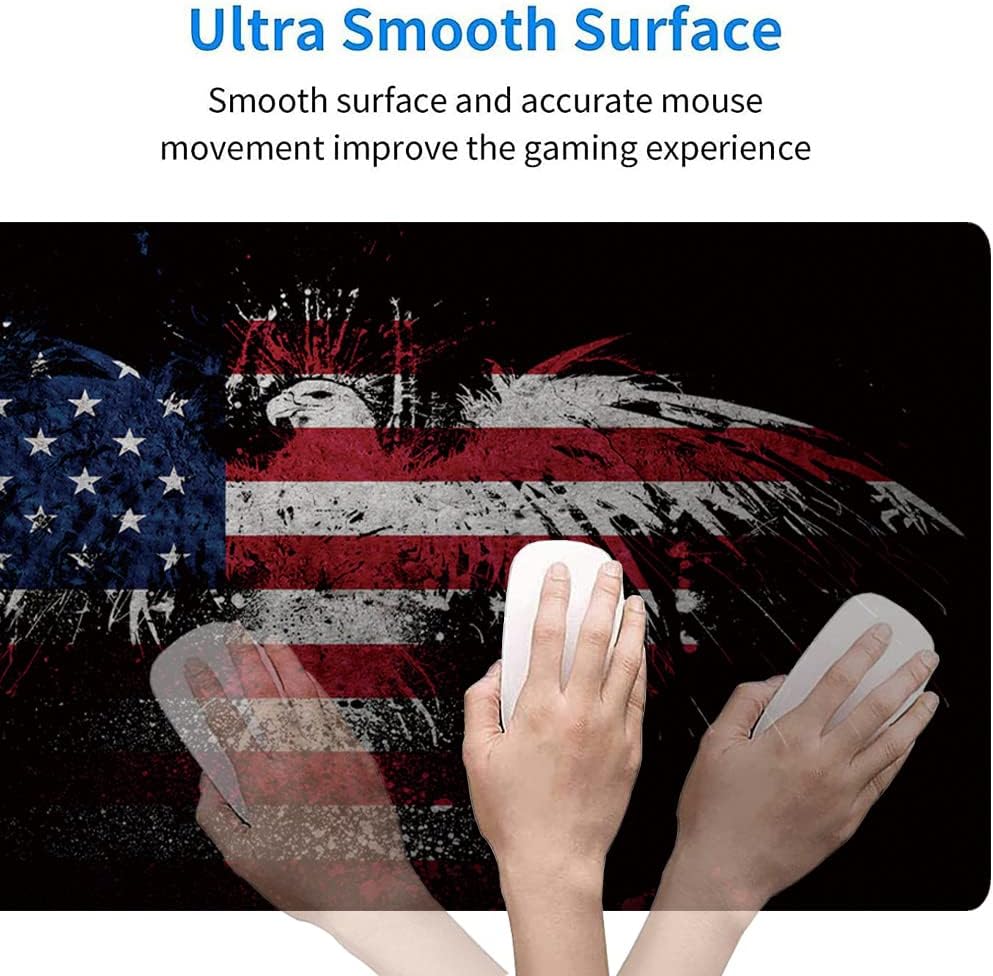 RTGGSEL 31.5x11.8 Inch Non-Slip Long Extended Large Gaming Mouse Pad with Stitched Edges XL Laptops Keyboard Mouse Mat(USA Eagle)