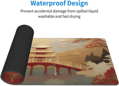 Gaming Mouse Pad, Large Non-Slip Rubber Base Mousepad, Keyboard Mouse Mat, Desk Pad with Stitched Edges, 31.5x11.8inch, Asia Palace