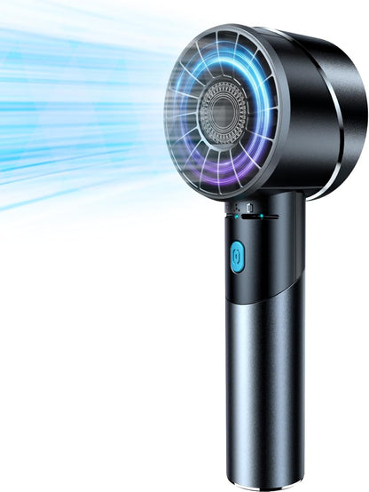 Handheld Fan, Mini Small Portable Turbo Fan, Rechargeable with 4 High Speeds Personal Fans, Max 16H Runtime, For Travel, Office, Outdoor - Grey