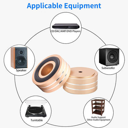 Tertullus 4 Pcs Speaker Feet Isolation 40x20mm Turntable Feet Aluminum Platform Speaker Spike Stand Floor Protectors Dampening Pad with Rubber Ring for Hi-fi Equipments