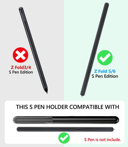 Vihibii for Samsung Galaxy Z Fold 6 Case with S Pen Holder & Card Holder & Slide Camera Cover & Screen Protector & Hinge Protection, Heavy Duty Rugged Wallet Phone Case for Galaxy Z Fold 6, Black