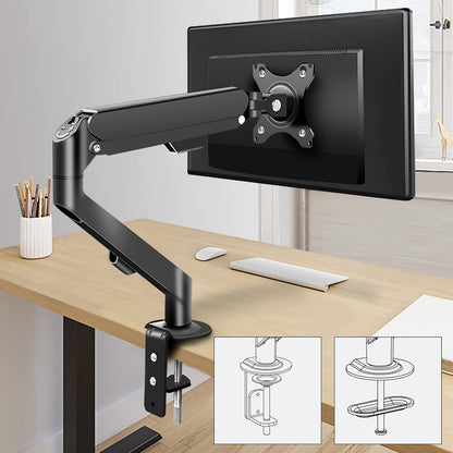 Monitor Arm Desk Mount Single 17-34 inch Portable Adjustable Vesa Stand Gas Spring Desktop Bracket 4.4 to 19.8 lbs with Clamp and Grommet Screen Up to 34 inch Computer pc M5-B