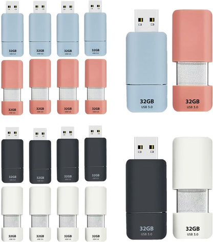 GIGASTONE 32GB Flash Drive (20 Pack) Z60NB USB 3.2 Gen 1, Ultra Fast, Retractable Capless Slider Design, Data Storage, Backup for PC/Mac/TV/Car Audio, USB 2.0/3.0/3.1 Compatible (Random Color)