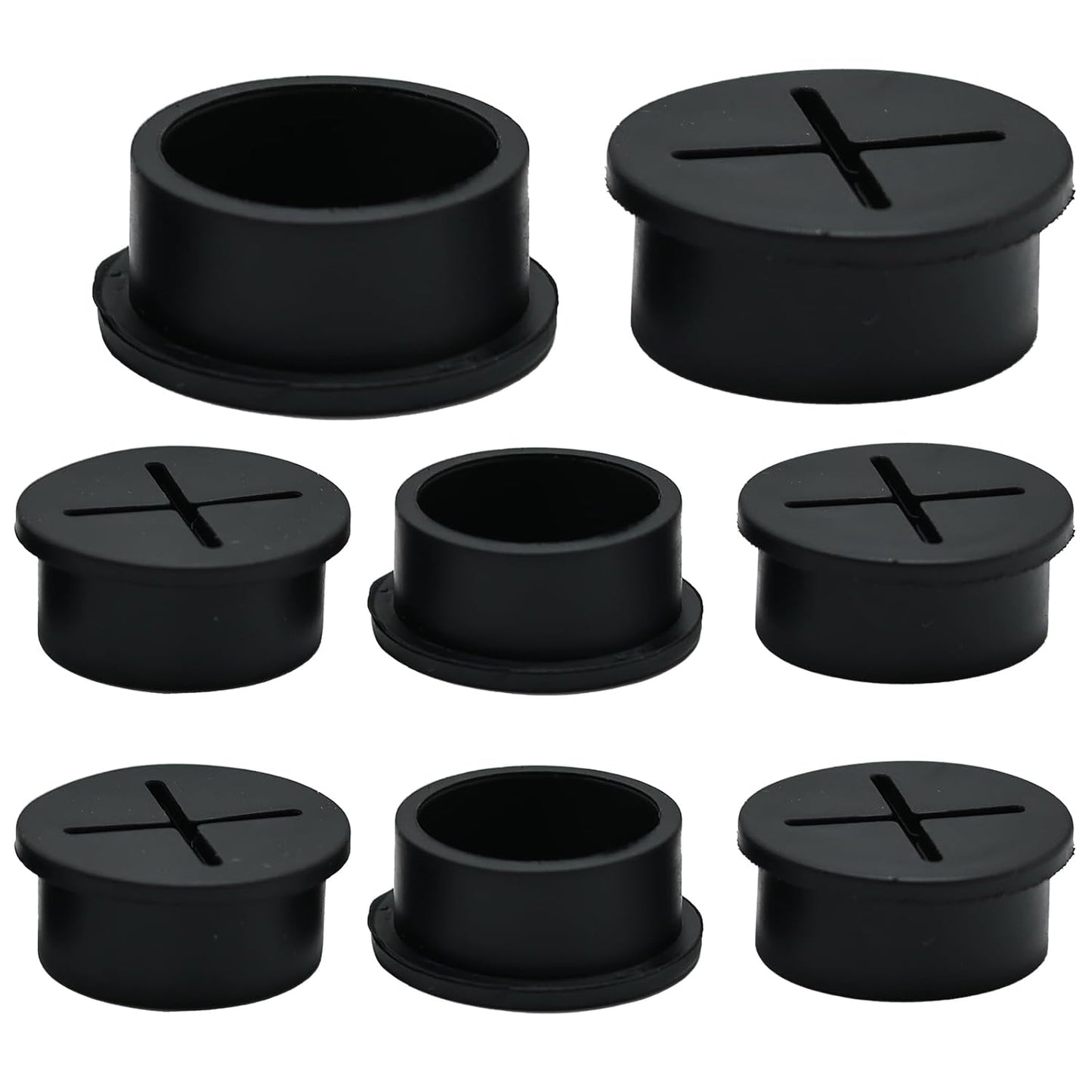 Desk Grommet, 1 in 25 mm Silicone Rubber Grommets, Black Desk Hole Cover for Cables, Flexible Wall Cord Pass Through Grommet for Office Table Computer Home Furniture Wire Organizer-8 Pcs