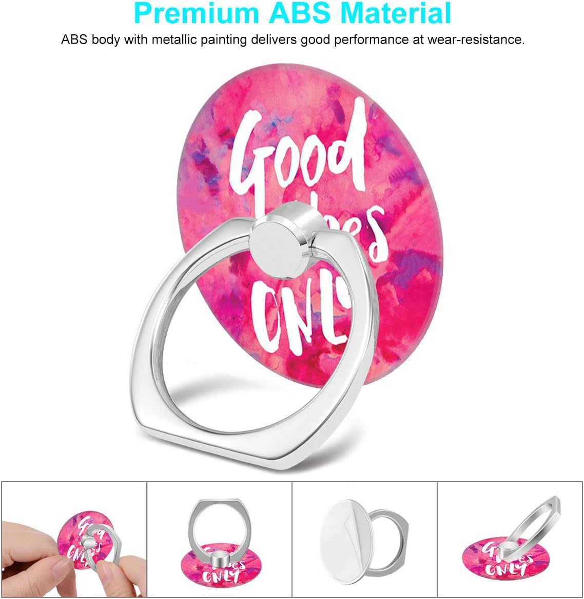 Bonoma Phone Ring Holder, 3 Pack Good Vibes Only Universal Finger Ring Stand Grip Kickstand Compatible with Smartphones and Tablets