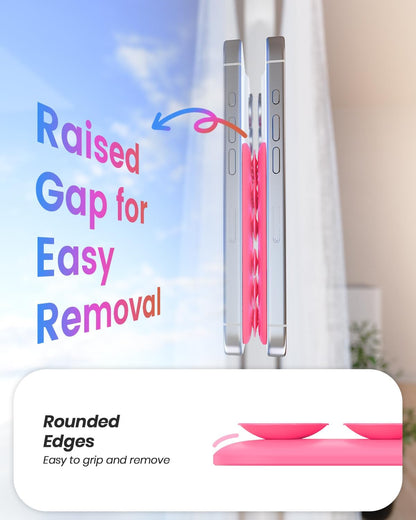 Klearlook Magnetic Suction Phone Mount for MagSafe Case, Removable Sticky Phone Grip Holder for Hands-Free Makeup/Selfie/Live Streaming/Vlog for TikTok & Instagram Influencer/Creator, Hot Pink