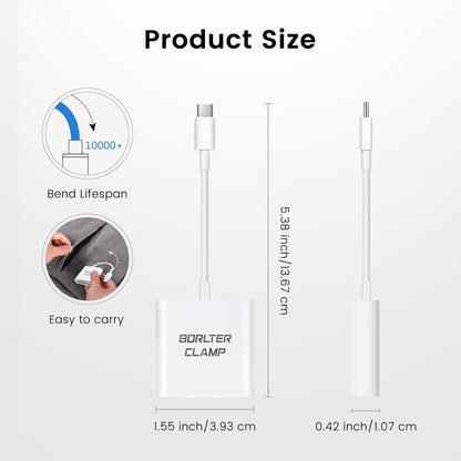 USB C to SD Card Reader, BorlterClamp Type C to SD/Micro SD Memory Card Reader Adapter Compatible with MacBook, Laptops, Tablets, Smartphones