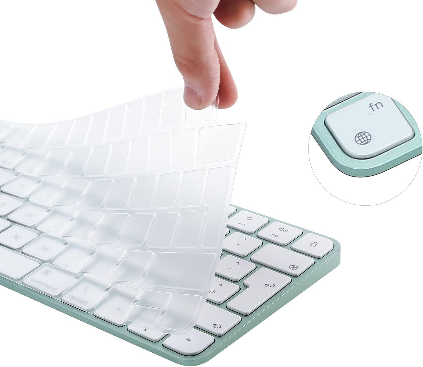 Keyboard Cover for New M4 iMac Magic Keyboard(Europe Layout, 7 Shape Enter Key) Model A3118/A2449, Touch ID Version w/o Numeric Key - Ultra Thin, Protective and Clear Protector Skin