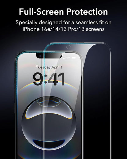 ESR 3 Pack for iPhone 16e/ iPhone 14/ iPhone 13/ iPhone 13 Pro Privacy Screen Protector, Anti-spy Tempered-Glass Privacy Screen Protector, Micro-curved Edges, Case Friendly