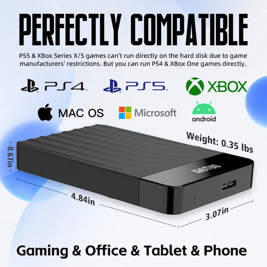 Portable External Hard Drive Storage Expansion Mobile HDD USB 3.0 for PC, Mac, Desktop, Laptop, PS4, PS5, Xbox One X/S, Xbox 360, Xbox Series X/S, Office & Game (Black, 500GB)