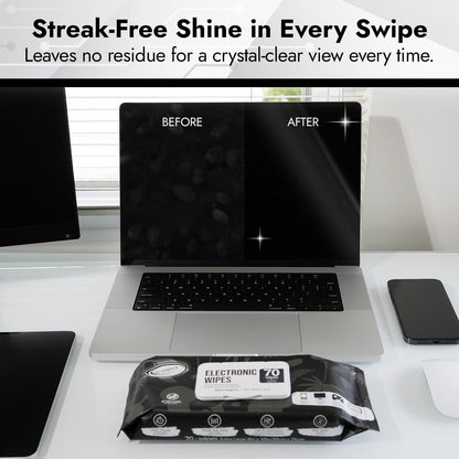 Air Jungles Electronic Screen Cleaning Wipes 70 Count (Pack of 3), Large 8"x10" Cleaner Wipes for Phones, Laptops, Monitors, TVs, Tablets, Glasses, Keyboards, Computer,Quick Dry