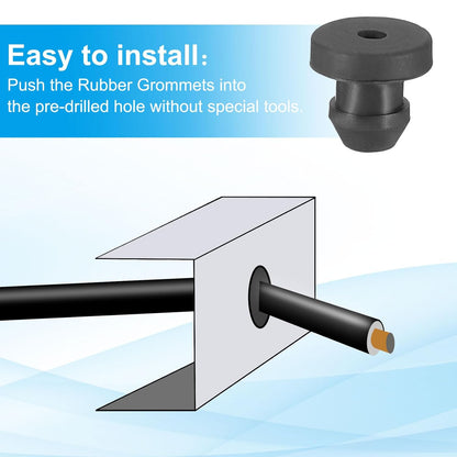 PATIKIL 4.5mm / 3/16 Inch Drill Hole,1/16 Inch ID Rubber Grommets, 15Pcs Top Hat Grommet for Wiring Eyelet Ring Gasket Automotive Firewall Cable Hole Plugs Wires Protection, Black