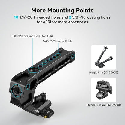 SmallRig Lightweight NATO Top Handle, Quick Release NATO Grip w/NATO Rail for DSLR Camera Cage, Universal Top Handle with 5 Cold Shoe Adapters - 4345