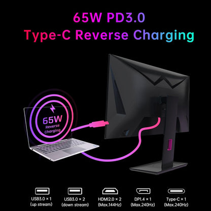 KTC 27'' 240Hz QHD 1440P Gaming Monitor 144Hz 1ms 65W Type C USB DisplayPort HDMI HDR400 Tilt/Height/Pivot/Swivel Fast HVA AdaptiveSync VESA