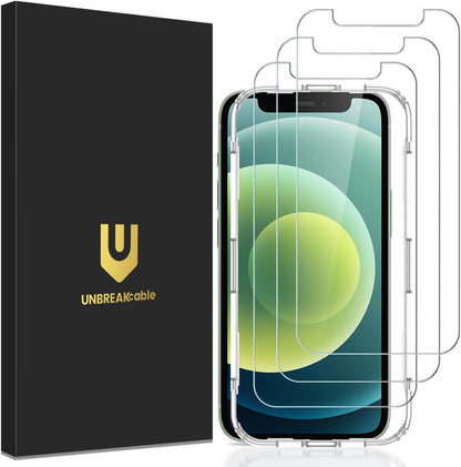 UNBREAKcable 3-Pack Screen Protector for iPhone 12 mini, Double Shatterproof Tempered Glass [Easy Installation] [9H Hardness] [99.99% HD Clear] [Case Friendly] for iPhone 5.4 inch