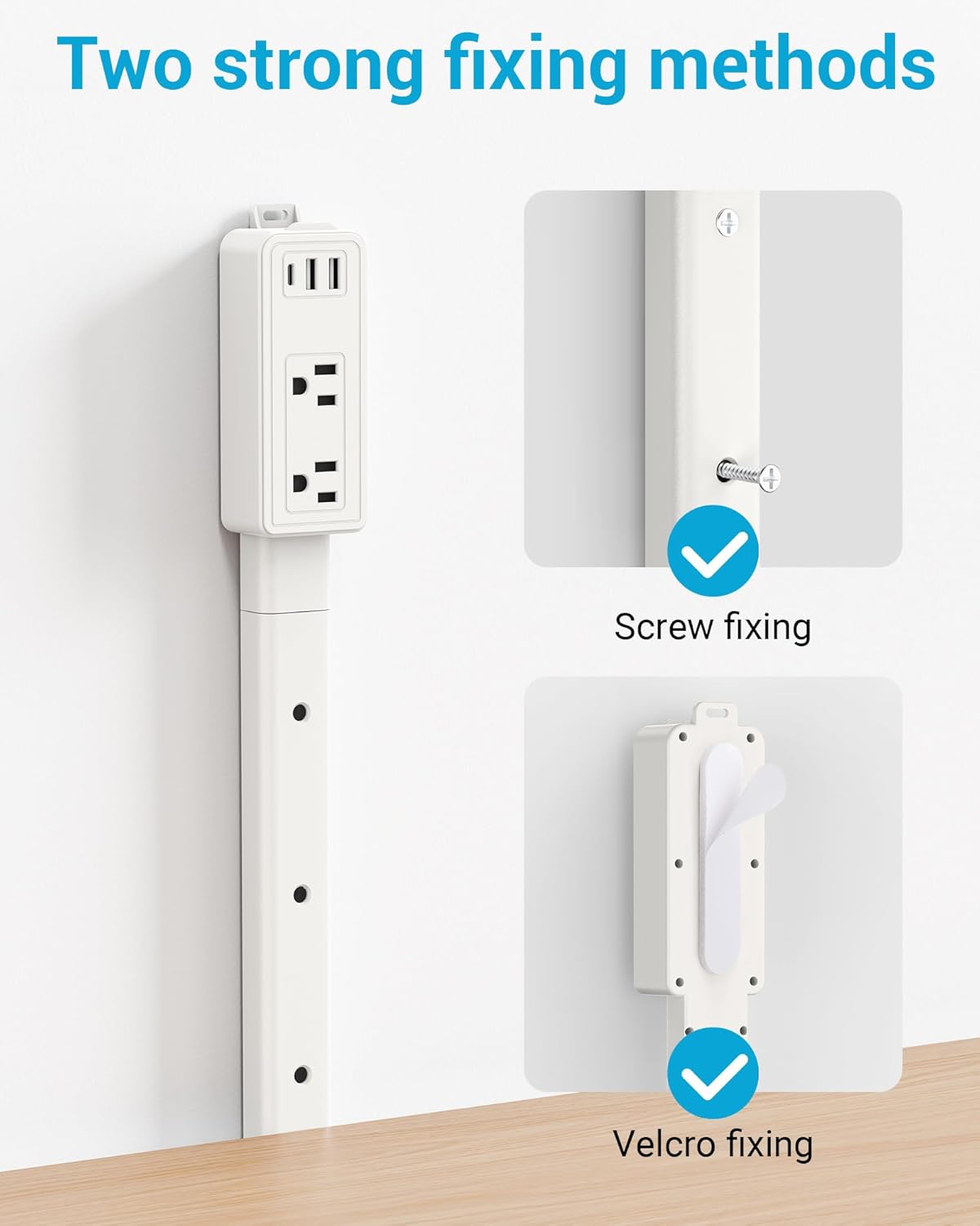 Outlet Extender Stick | Free Combination | USB-A, USB-C Port, 2 AC Outlets, Extend 9” to 36”, 360° Combine| Plug Extender | Put Behind Nightstands, Sofa, Bed, Cabinet etc.