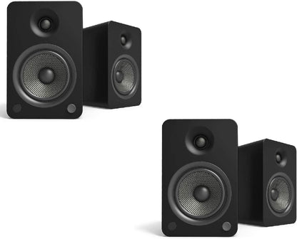 Pair of Kanto YU6 Powered Speakers with Bluetooth and Phono Preamp - Matte Black Bundle