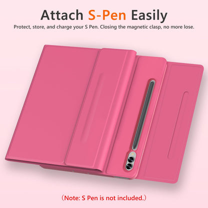 Galaxy Tab S9 FE+/ S9+ /S10+ 12.4 Inch Case with Keyboard, Detachable Bluetooth Keyboard with Pen Holder for Samsung Tab S10+ Plus/S9+ Plus/S9 FE+ Plus 5G 12.4", Pink