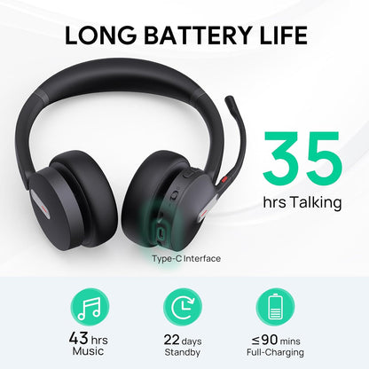 Yealink BH70 Dual UC Wireless Headset with Mic for Work, Bluetooth Headphone Teams&UC Compatible, up to 35h Talk Time, 147g All-Day Wearing Comfort, Perfect for Open Office Home Hybrid Work, USB-C/A