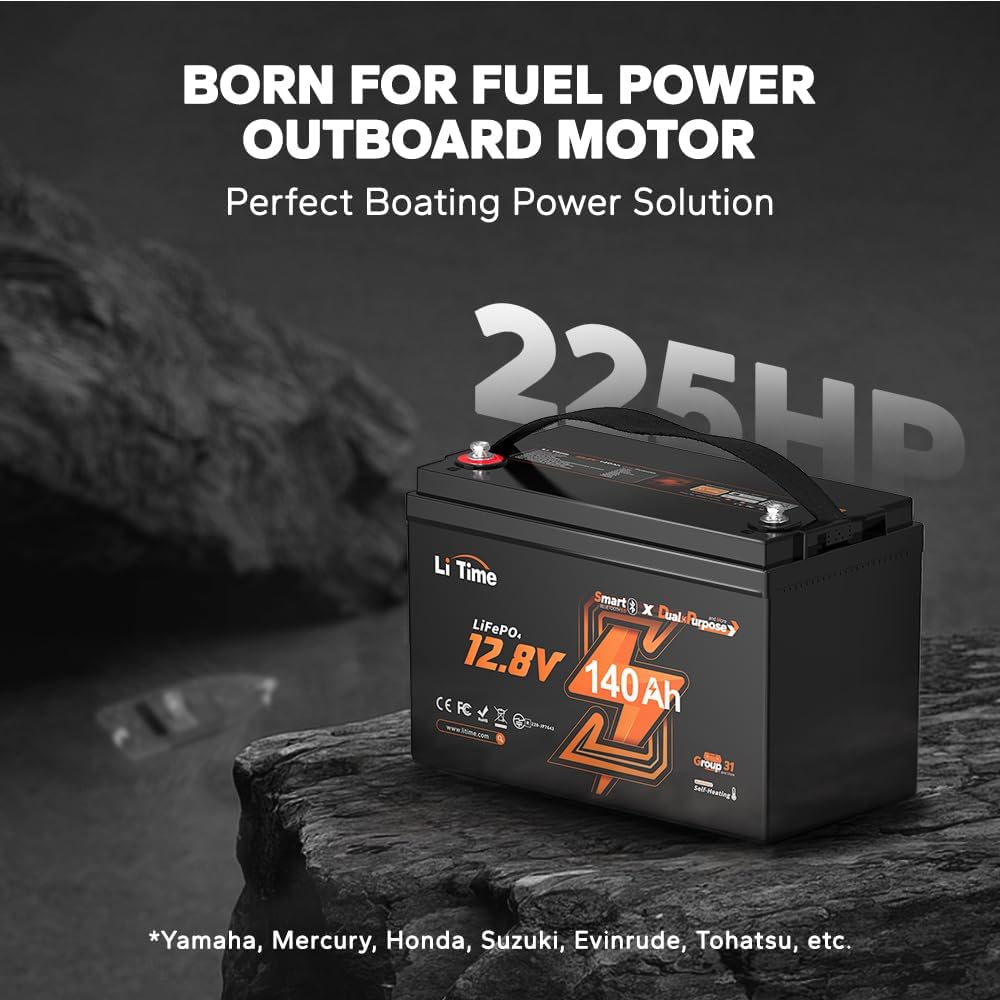 Litime 12V 140Ah Bluetooth Dual Purpose 1000 CCA Marine Battery