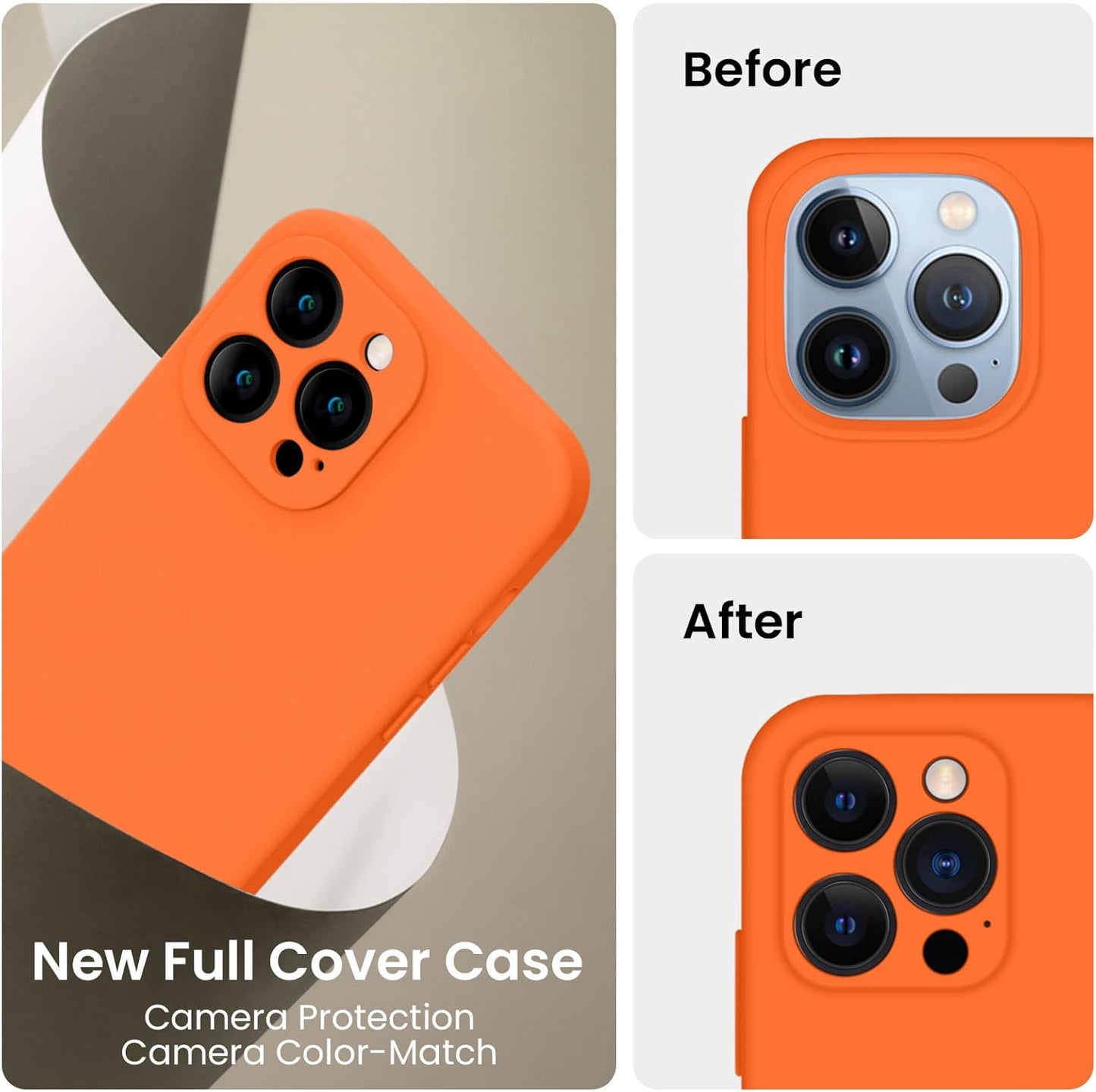 FireNova Designed for iPhone 13 Pro Max Case, Silicone [Camera Protection] Phone Case with [2 Screen Protectors], Soft Anti-Scratch Microfiber Lining Inside, 6.7 inch, Neon Orange New