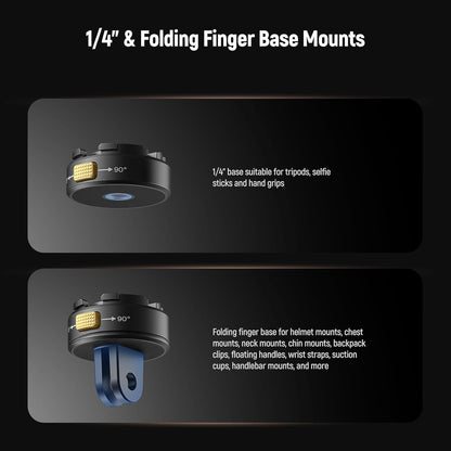 Neewer 6 in 1 Action Camera Mount Kit, Compatible with Hero 13 12 11 Max DJI Osmo Action Insta360, Metal Magnetic Quick Release Mount with 1/4" Thread & Folding Fingers for POV Shots, GP-23