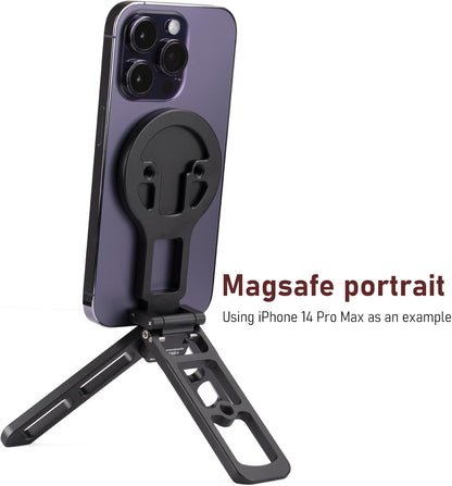 for MagSafe Pocket Tripod Stand – Magnetic Phone Stand for iPhone 16/15/14/13/12 Series | Adjustable Angle, 20 N52 Strong Magnets, Full Metal Build, Foldable & Mag Case Compatible