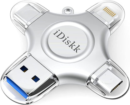 iDiskk App-le MFI Certified 512GB,Flash Drive for iPhone Photo Stick,for iPhone 17/16/15,Flash Drive for Photos and Videos,iPhone USB Storage,Photo Stick, for iPad Android Samsung (4 in 1)