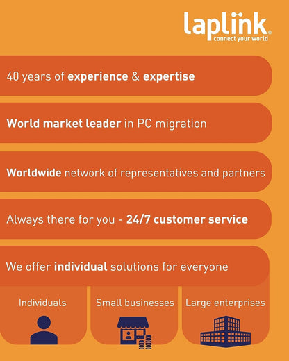 LAPLINK Easy Transfer Cable, Includes PCmover Express Data Transfer Software and High Speed Ethernet Cable, Single Use License, Only Transfers Files and Settings. Compatible with Windows 11