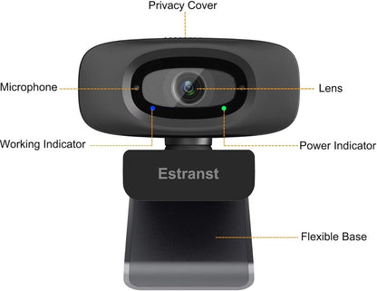 USB Webcam with Privacy Cover & Noise Canceling Microphone, Works with Zoom Teams YouTube Xbox, External 1080P Computer Web Camera for Laptop Mac PC Desktop Monitor