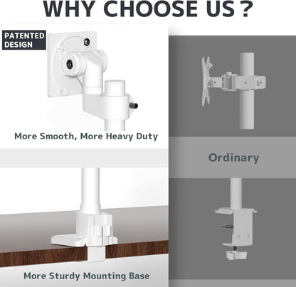 Dual Monitor-Arm Heavy Duty Ultrawide - 24-57 inch Vertical Dual Monitor Mount, Adjustable Stacked Double Monitor Desk Mount Stand, Max Load 59.4 lbs (per Screen), VESA 75/100 mm, White