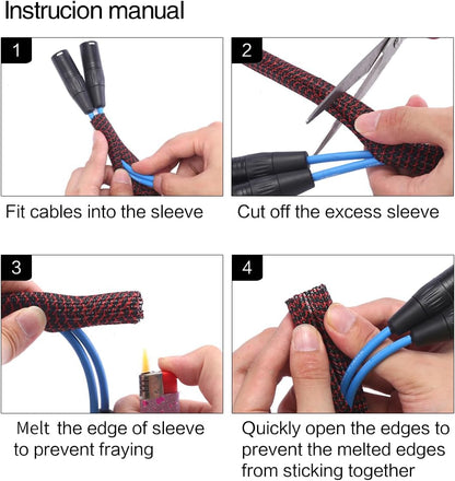 Alex Tech 10ft - 1 inch Cord Protector Wire Loom Tubing Cable Sleeve Split Sleeving For USB Cable Power Cord Audio Video Cable – Protect Cat From Chewing Cords - Blackred