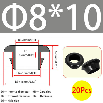 Qrity 20 PCS Rubber Grommets Cable Railing, Car Grommet, Cable Railing Protective Sleeves for Metal Posts, ID 8mm Mount Dia 10mm