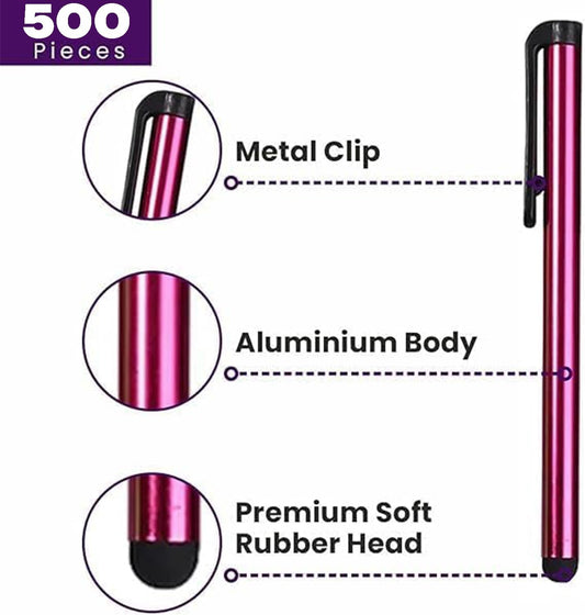 Stylus Pens for Touch Screens, 500 Pieces Stylists Pack Universal Colorful Long Metal, Touch Screen Pens for iPad, iPhone, Android, Galaxy, Chrome Book, Tablets, Assorted Colors All Touch Devices-4"