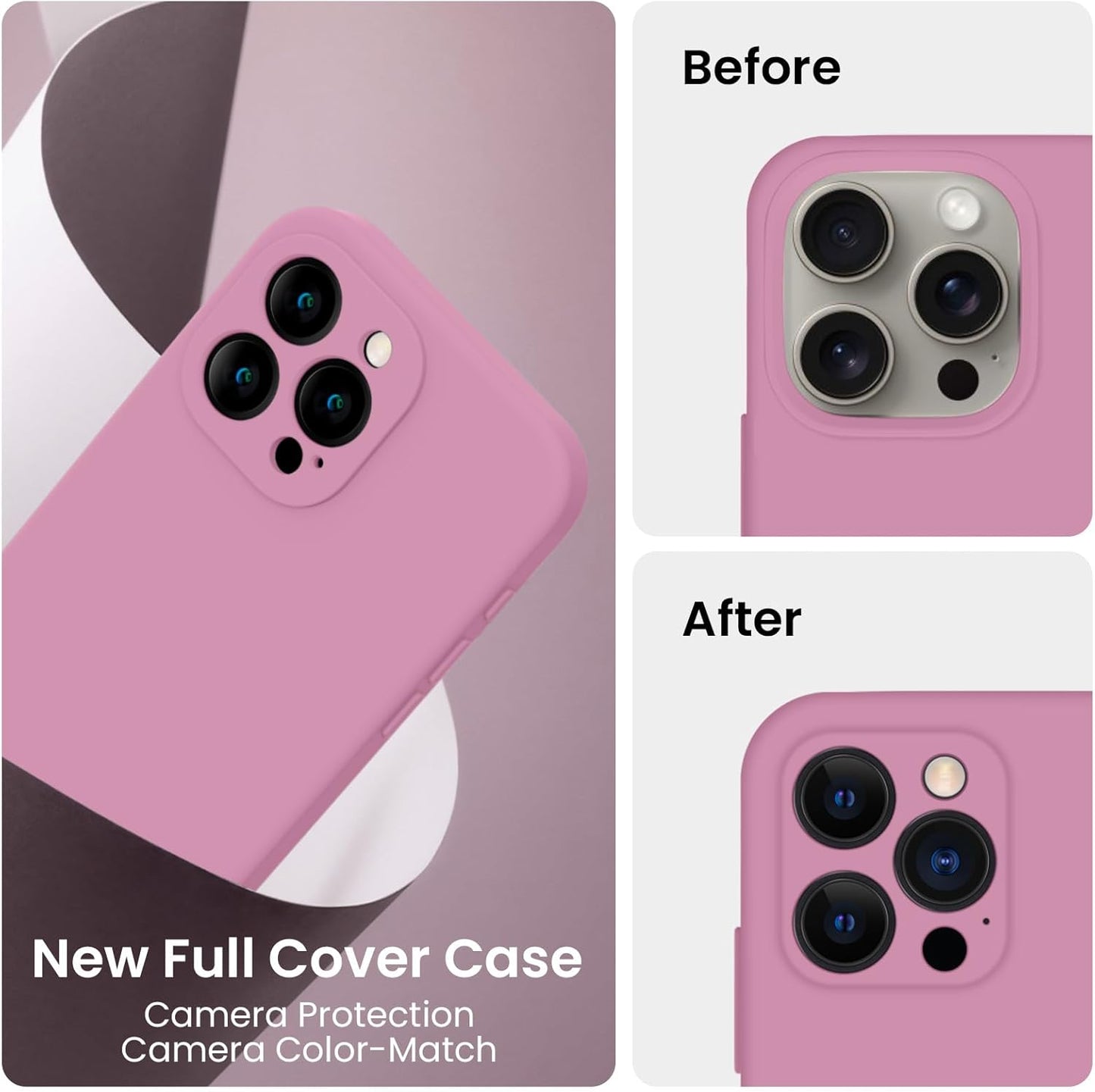 FireNova Designed for iPhone 15 Pro Max Case, Silicone Upgraded [Camera Protection] Phone Case with [2 Screen Protectors], Soft Anti-Scratch Microfiber Lining Inside, 6.7 inch, Lilac Purple