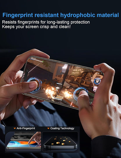 OneFish Screen Protector for iPhone 16 Pro Max Privacy, 4-Way 360° Anti-Spy Tempered Glass, 9H Hardness, HD Clear Anti-Fingerprint 3D Curved Edges, Case-Friendly & Easy Installation