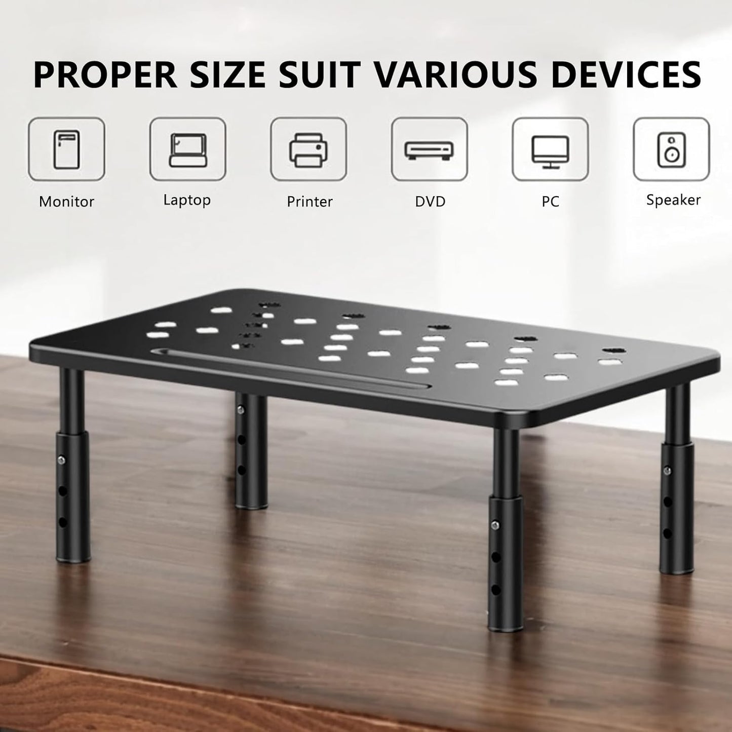 Monitor Stand,Computer Monitor Stand for Desk,Adjustable Laptop Riser,Monitor Riser with Airflow Vents,Monitor Riser,Desk Organizer for Computer,Laptop, Printer,Pc