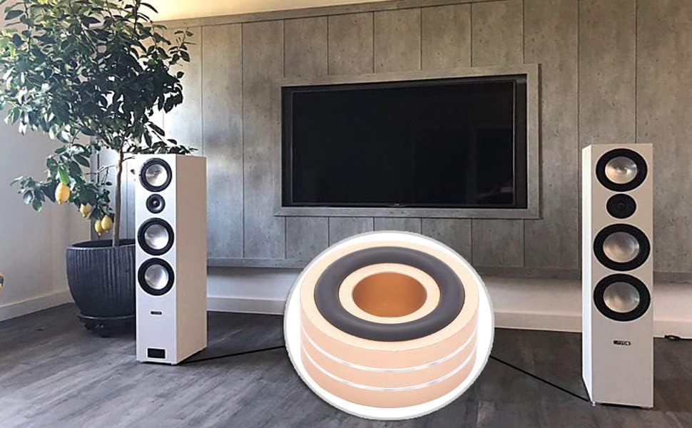 Tertullus 4 Pcs Speaker Feet Isolation 40x20mm Turntable Feet Aluminum Platform Speaker Spike Stand Floor Protectors Dampening Pad with Rubber Ring for Hi-fi Equipments