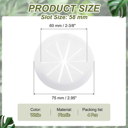 PATIKIL Desk Grommet 2-3/8", 4 Pcs Round Cable Grommet Cord Hole Cover with Adhesive Tape Flexible Table Wire Organizer for Office Home Table Countertop, White