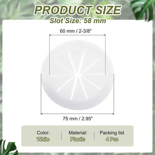 PATIKIL Desk Grommet 2-3/8", 4 Pcs Round Cable Grommet Cord Hole Cover with Adhesive Tape Flexible Table Wire Organizer for Office Home Table Countertop, White