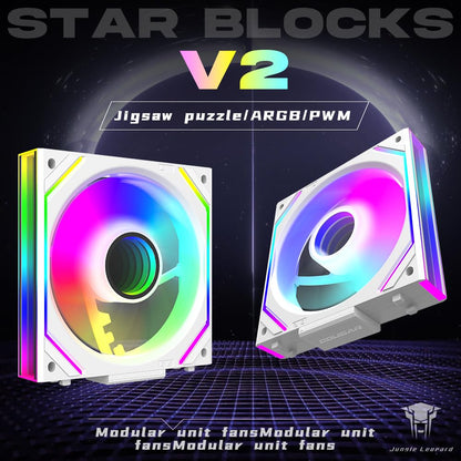 Jungle Leopard Interstellar V2 120mm Case Fan Infinity Mirror Module Daisy-Chain ARGB Fan Triple Pack with Controller Suitable for Computer Case & 360mm AIO Cooler(White-3pack)