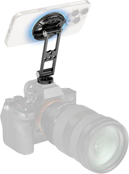 SMALLRIG Magnetic Metal Phone Mount with Cold Shoe Mount, Adjustable Rotatable Phone Tripod Holder Adapter for iPhone 17/16/15, Camera Monitoring, Tripods, Stabilizers - 5156
