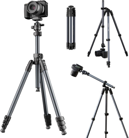 ULANZI TT59 Horizontal Overhead Photography Tripod, 68.9" Foldable Professional Camera Tripod Stand with Uka Quick Release Panoramic Ball Head for Mirrorless Camera/DSLR/Phone/Camcorder and All