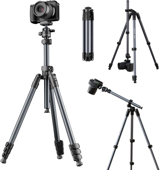 ULANZI TT59 Horizontal Overhead Photography Tripod, 68.9" Foldable Professional Camera Tripod Stand with Uka Quick Release Panoramic Ball Head for Mirrorless Camera/DSLR/Phone/Camcorder and All