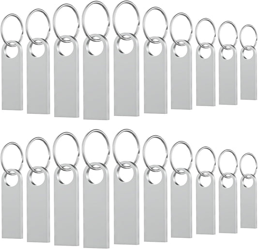 20 Pack 8GB USB Flash Drive with Keychains, Wooolken Sleek Metal USB 2.0 Thumb Drives Memory Stick for PC Laptop Computer(Sliver)