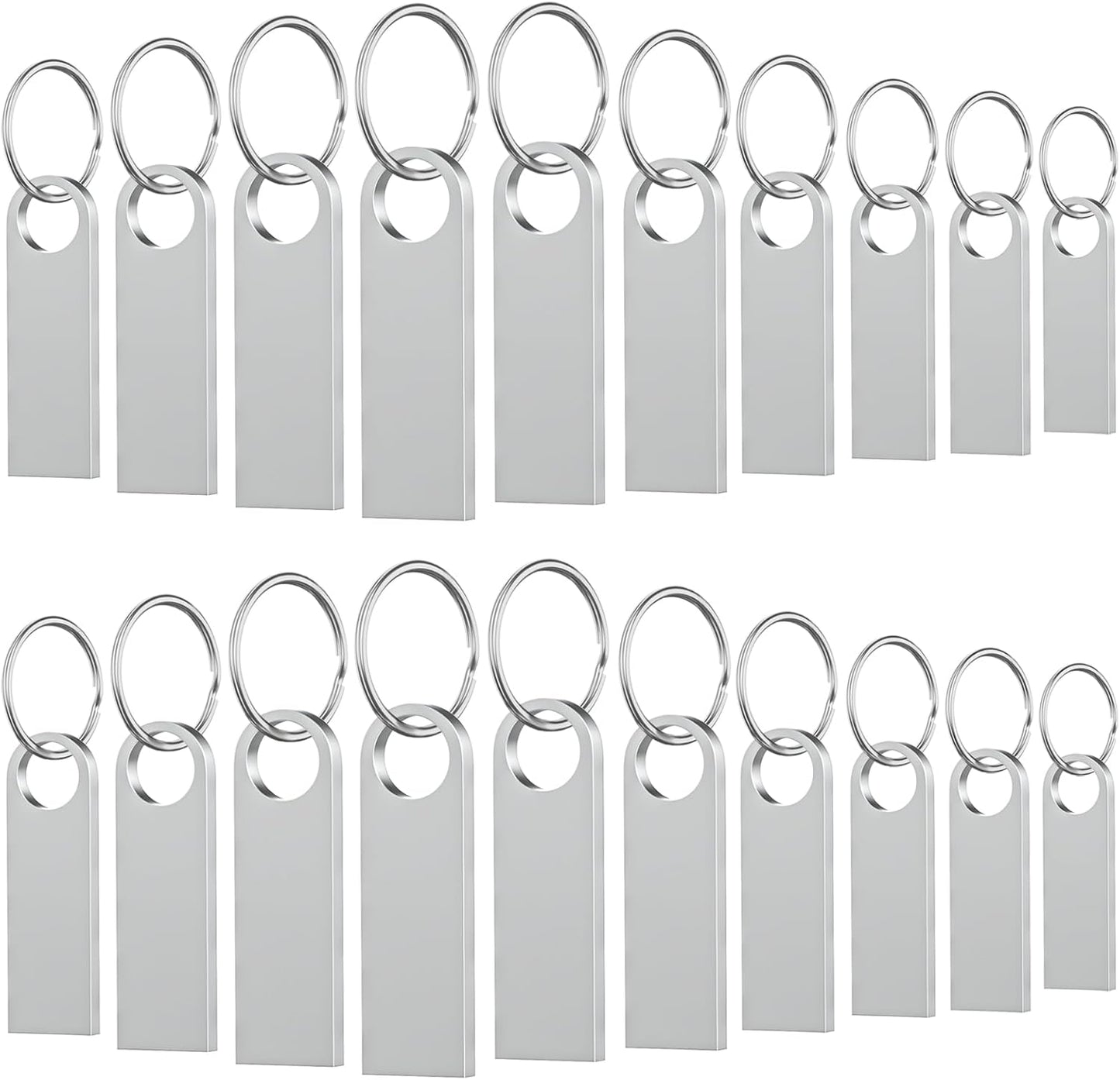 20 Pack 1GB USB Flash Drive with Keychains, Wooolken Sleek Metal USB 2.0 Thumb Drives Memory Stick for PC Laptop Computer(Sliver)