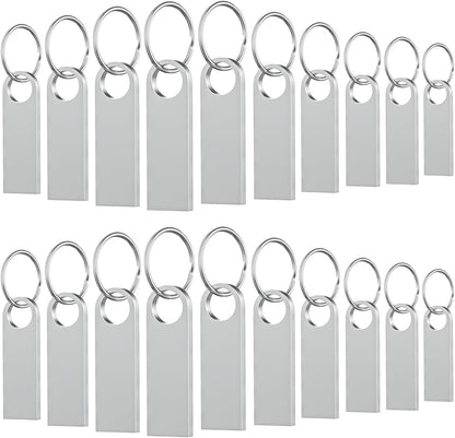 20 Pack 128MB USB Flash Drive with Keychains, Wooolken Sleek Metal USB 2.0 Thumb Drives Memory Stick for PC Laptop Computer(Sliver)