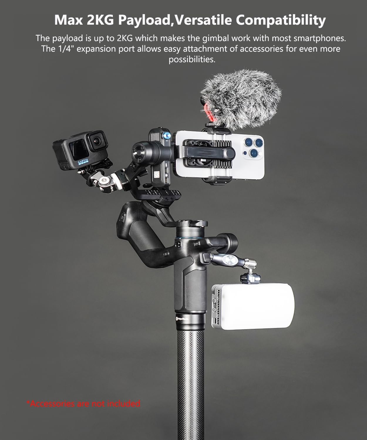 FeiyuTech Scorp MINI 3 Gimbal Stabilizer for iPhone, 3-Axis Smartphone Gimbal Built-in AI Tracking Module,Phone Gimbal with Cooling Fan and Integrated Grip Design, Touch Screen, 2KG(4.41lb) Payload