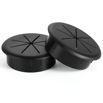 HYCC 2 Pack 2-3/8 Inch Flexible Desk Grommet,Organize Wires and Cables on Office Equipment, Computer Components, Entertainment Systems Effectively - Color: Black
